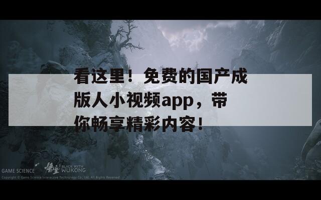 看这里！免费的国产成版人小视频app，带你畅享精彩内容！