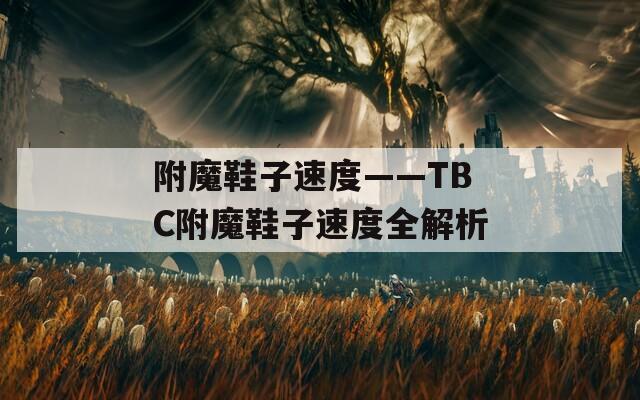 附魔鞋子速度——TBC附魔鞋子速度全解析
