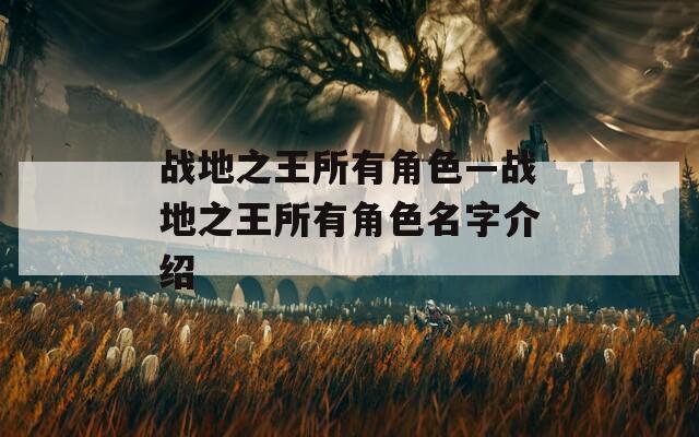 战地之王所有角色—战地之王所有角色名字介绍