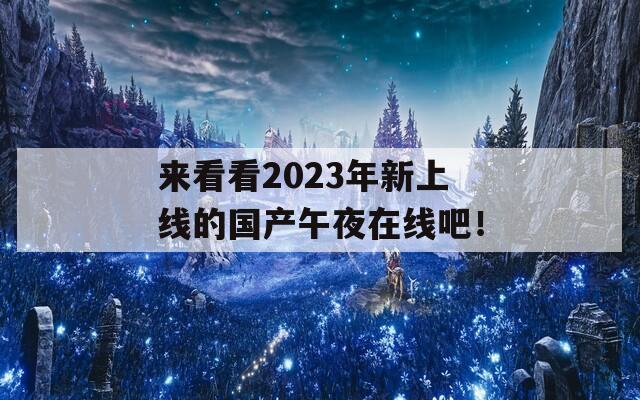 来看看2023年新上线的国产午夜在线吧！