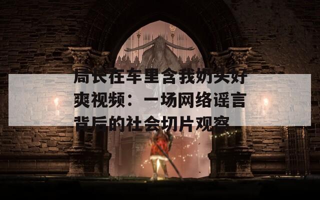 局长在车里含我奶头好爽视频：一场网络谣言背后的社会切片观察