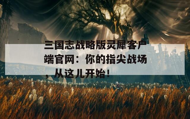 三国志战略版灵犀客户端官网：你的指尖战场，从这儿开始！