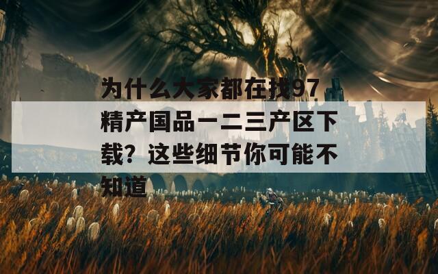为什么大家都在找97精产国品一二三产区下载？这些细节你可能不知道