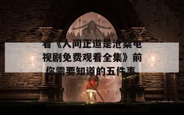 看《人间正道是沧桑电视剧免费观看全集》前 你需要知道的五件事