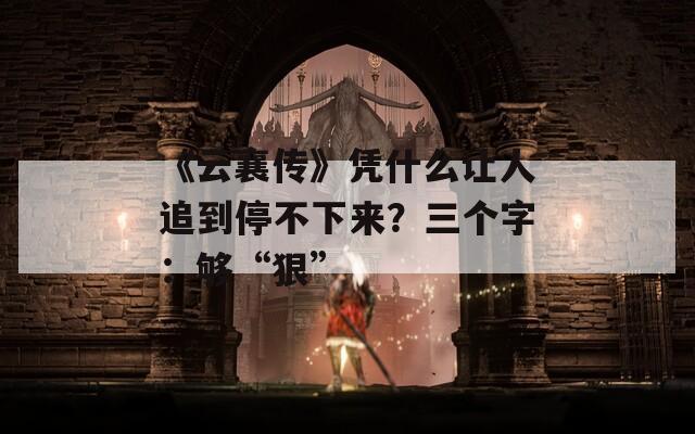 《云襄传》凭什么让人追到停不下来？三个字：够“狠”