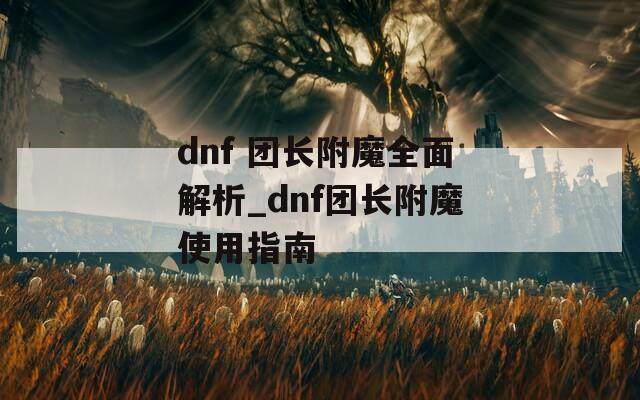 dnf 团长附魔全面解析_dnf团长附魔使用指南