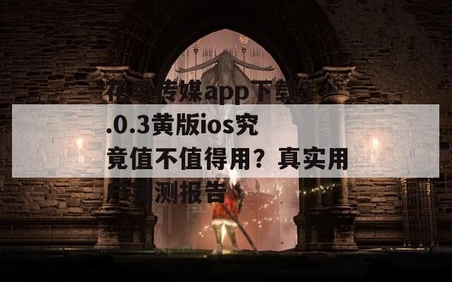 花季传媒app下载3.0.3黄版ios究竟值不值得用？真实用户实测报告